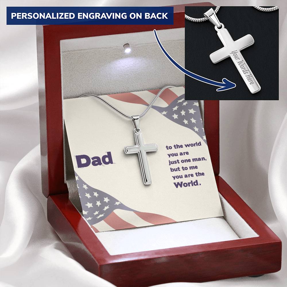 Gift For Dad  Customize Cross Necklace  Father Daughter  To My Dad Customize Engraved Cross Necklace