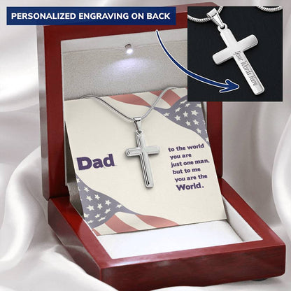 Gift For Dad  Customize Cross Necklace  Father Daughter  To My Dad Customize Engraved Cross Necklace