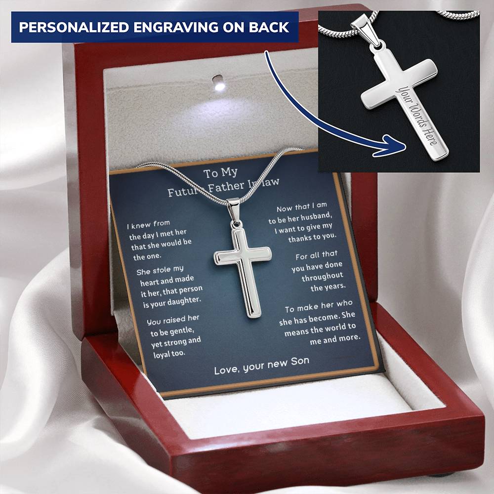 Future Father In Law From Groom - I Knew Customize Engraved Cross Necklace