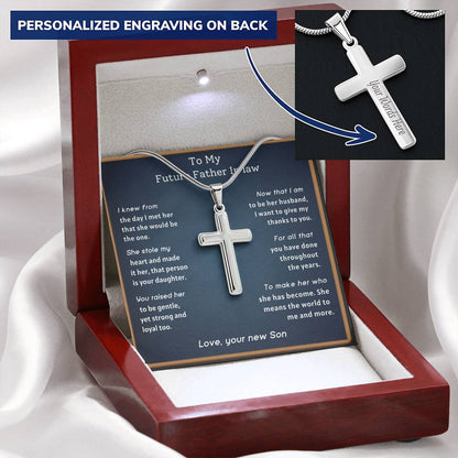Future Father In Law From Groom - I Knew Customize Engraved Cross Necklace