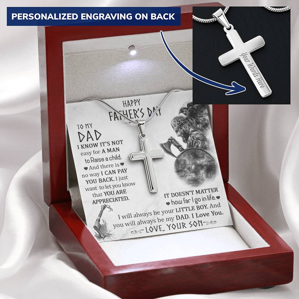 Gift For Dad 1 Customize Engraved Cross Necklace