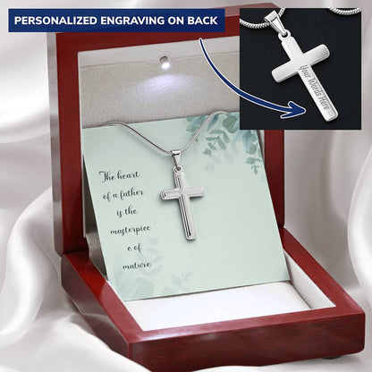 Gift For Dad  Customize Cross Necklace  Father Daughter  To My Dad 3 Customize Engraved Cross Necklace