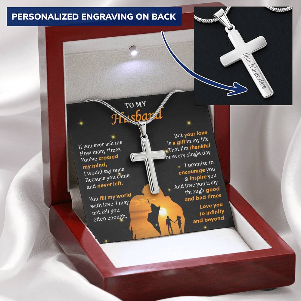 For Husband - Thankful For Every Single Day - Cross Customize Engraved Cross Necklace