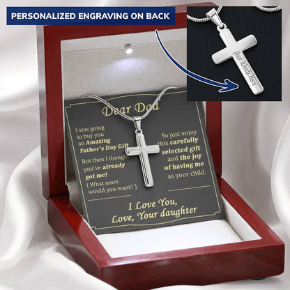 For Dad - The Joy Of Having Me - Cross Customize Engraved Cross Necklace