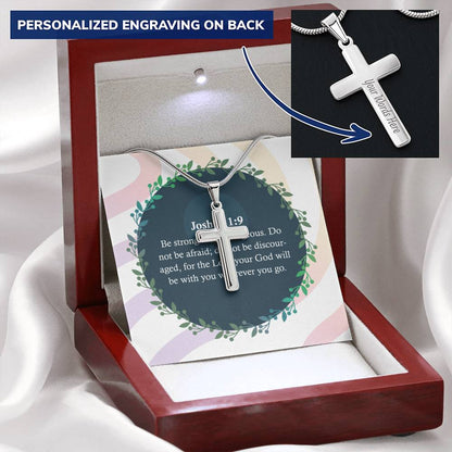 Christian Cross Necklace Faith Cross Necklace Righteous Cross Pendant Bible Verse Customize Engraved Cross Necklace