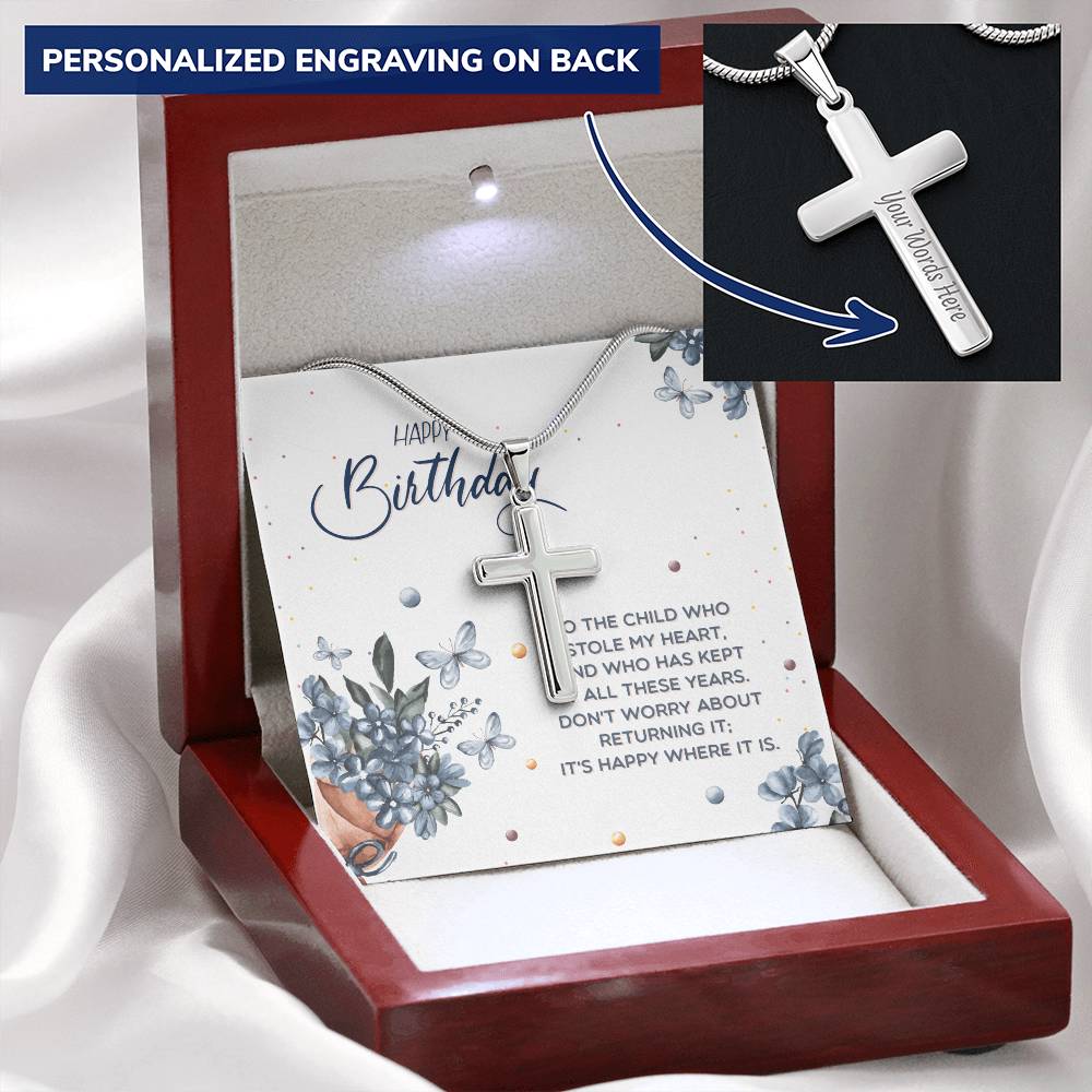 Gift For Birthday Son-To-Dad-Necklace-To-Customize Cross Necklace-Son-To-Father-Gifts-Dad Customize Engraved Cross Necklace