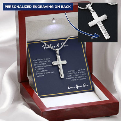 Father & Son Always Been There For Me Cross Necklace Customize Engraved Cross Necklace