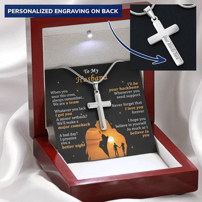 For Husband - Whatever You Lack - Cross Customize Engraved Cross Necklace