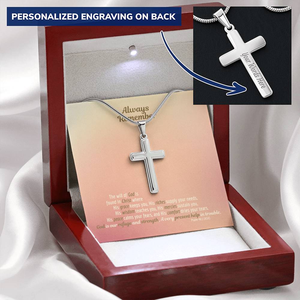 Cancer Fighter Necklace Customize Cross Pendant Cross Jewelry For Him Customize Engraved Cross Necklace