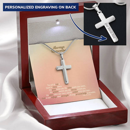 Cancer Fighter Necklace Customize Cross Pendant Cross Jewelry For Him Customize Engraved Cross Necklace