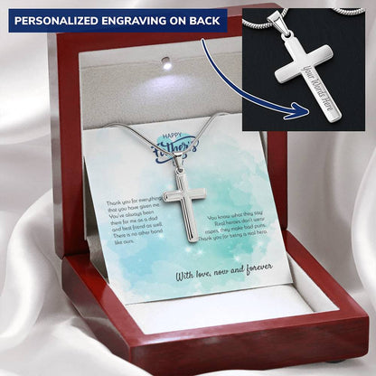 Fathers Day Gift - Cross Pendant. Customize Engraved Cross Necklace