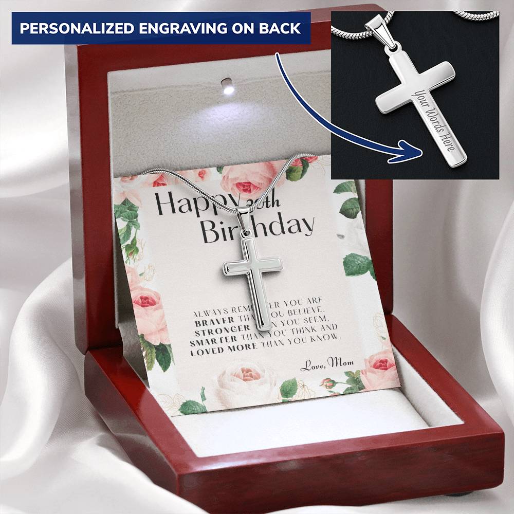 30Th Birthday Gifts For Daughter  Necklace For Daughter  3 Decade Jewelry  30 Years Old Customize Engraved Cross Necklace