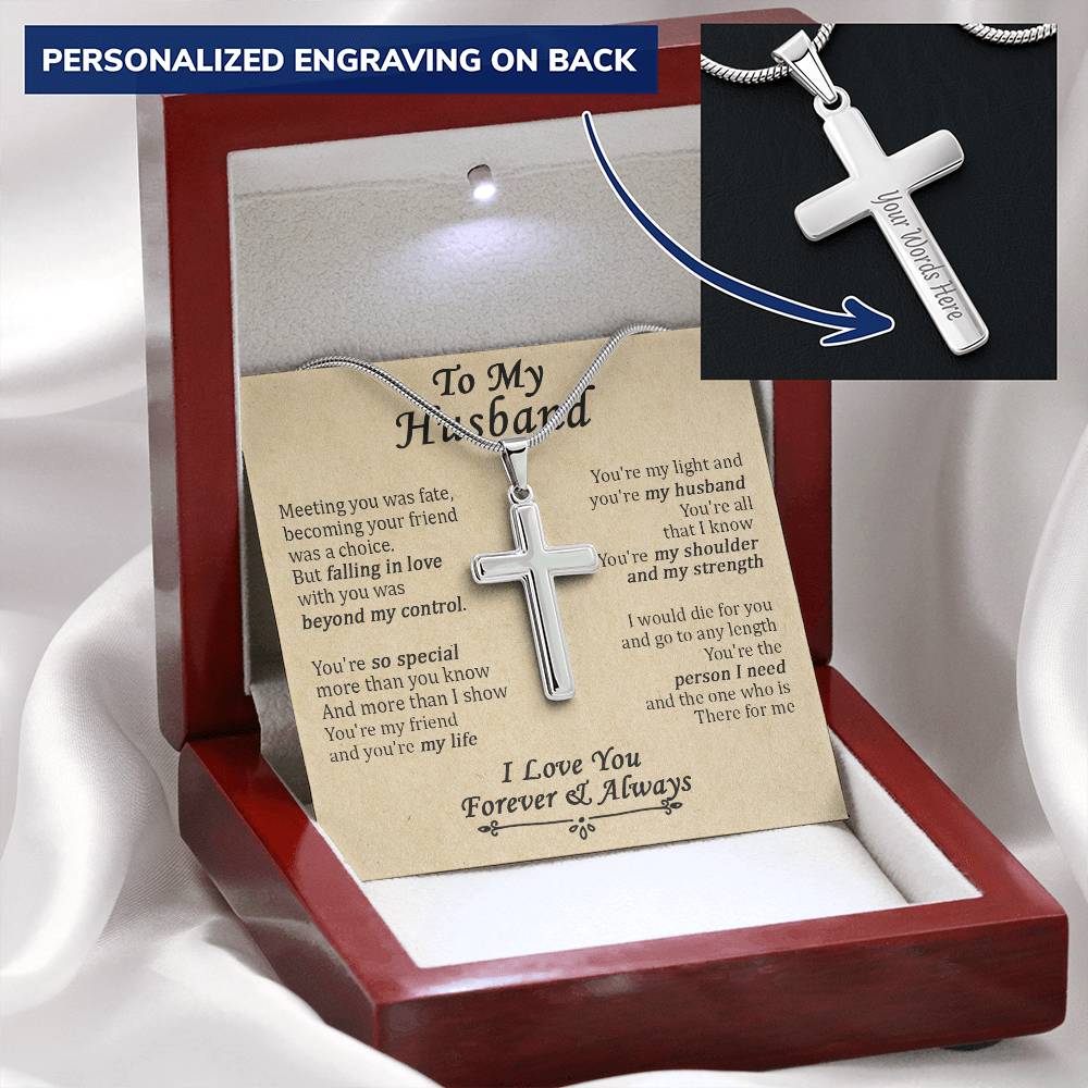 For Husband - The Person I Need - Cross Customize Engraved Cross Necklace