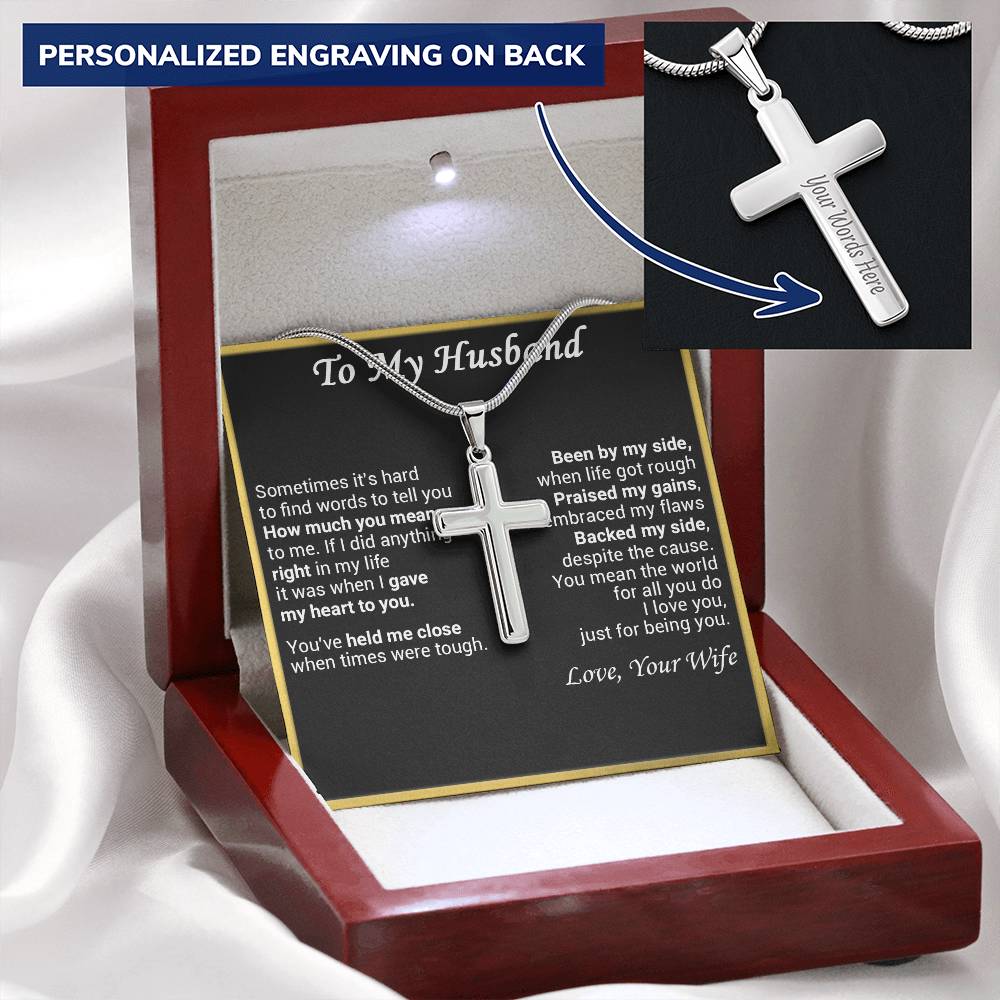 Gift For Husband - My Flaws - Cross Customize Engraved Cross Necklace