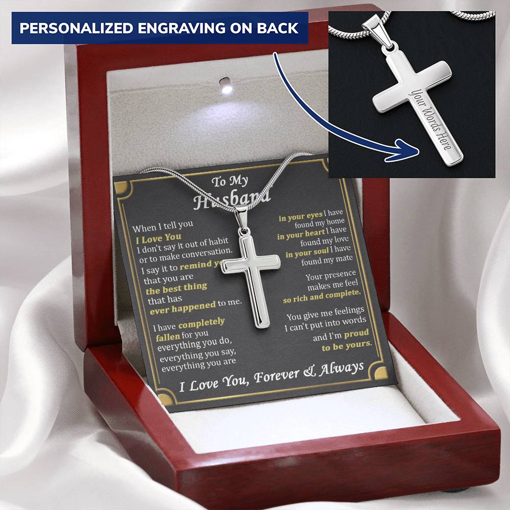 For Husband - Everything You Do - Cross Customize Engraved Cross Necklace