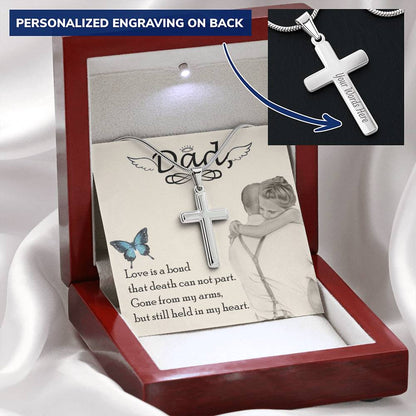 Dad - Love Is Board Thay Death Can Not Part - Necklace Customize Engraved Cross Necklace