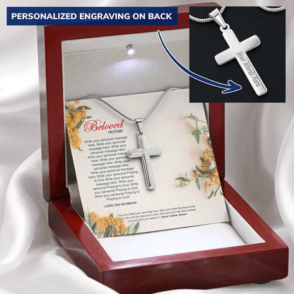 Cross Necklace - Mother's Day Customize Engraved Cross Necklace