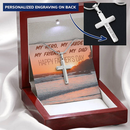Father’S Day Cross Chain Necklace Customize Engraved Cross Necklace