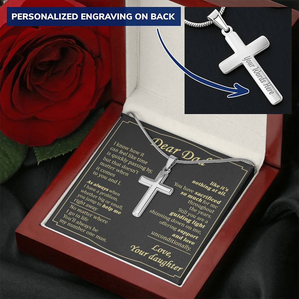For Dad - My Number One Man 1 - Cross Customize Engraved Cross Necklace