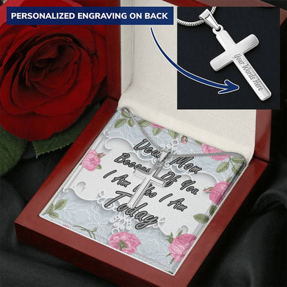 Dear Mom Cross Customize Engraved Cross Necklace