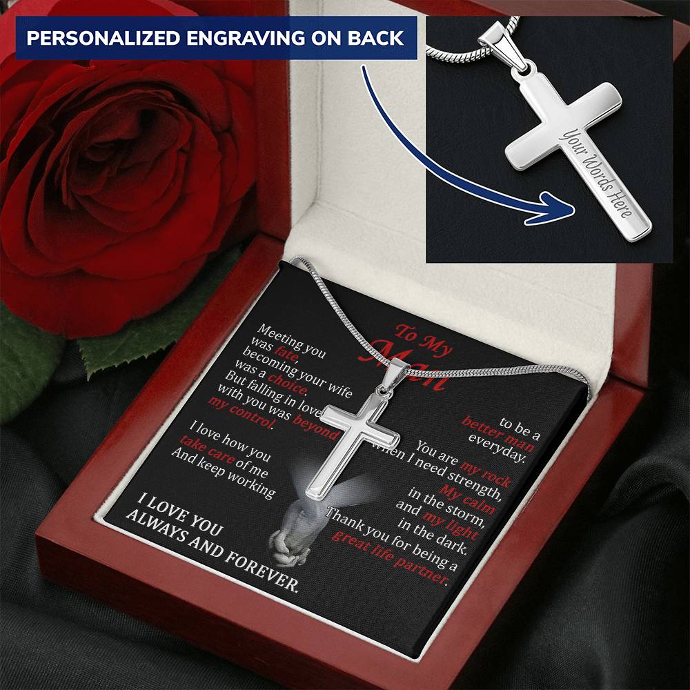 For Your Man - Take Care Of Me - Cross Customize Engraved Cross Necklace