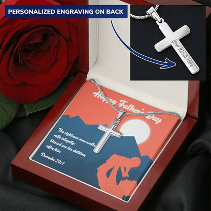 Christian Cross Necklace Father's Day Gift Men's Jewelry Birthday Gift Religious Gift Customize Engraved Cross Necklace