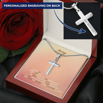 Cancer Fighter Necklace Customize Cross Pendant Cross Jewelry For Him Customize Engraved Cross Necklace