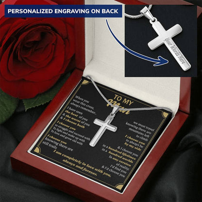 For Your Man - Choose You - Cross Customize Engraved Cross Necklace