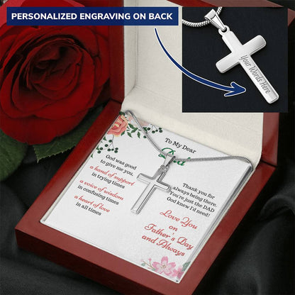 Cross Necklace Gift - To My Dear Dad Customize Engraved Cross Necklace
