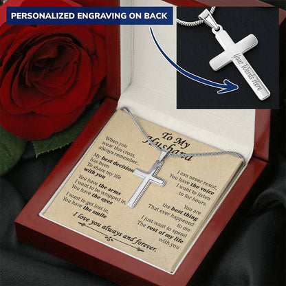 For Husband - Share My Life With You - Cross 1 Customize Engraved Cross Necklace