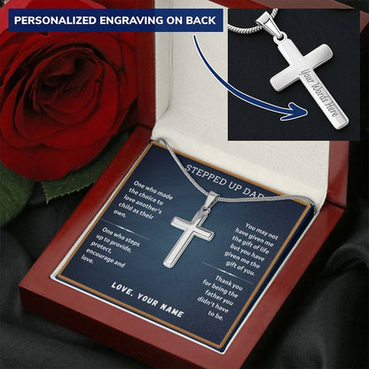 Bonus Dad Message 4 Customize Engraved Cross Necklace