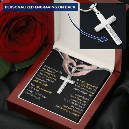 For Husband - Best Part - Cross Customize Engraved Cross Necklace