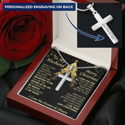 Gift For Husband - Joy - Cross Customize Engraved Cross Necklace