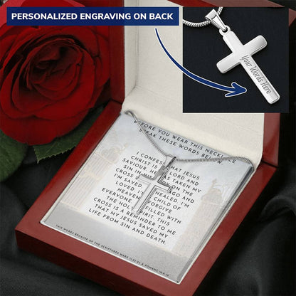 Cross Necklace Faith Works By Speaking Words Customize Engraved Cross Necklace