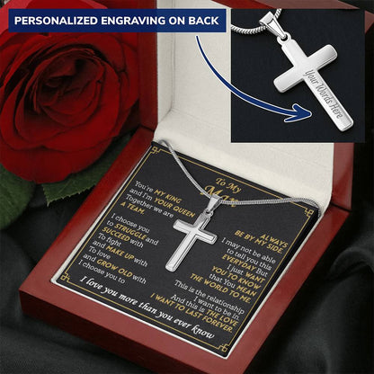 For Your Man - A Team - Cross Customize Engraved Cross Necklace