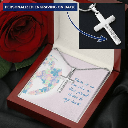 Cross Necklace - Engravable - For Him Message Card Customize Engraved Cross Necklace