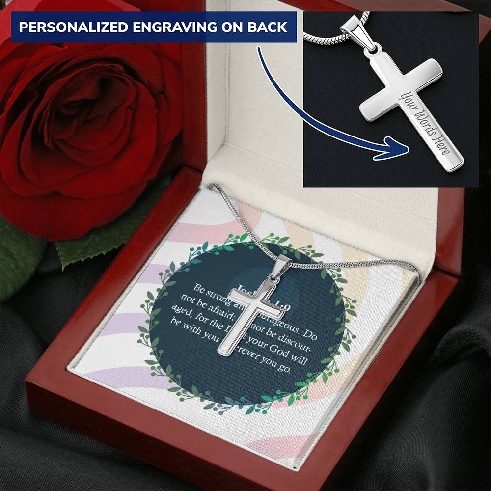 Christian Cross Necklace Faith Cross Necklace Righteous Cross Pendant Bible Verse Customize Engraved Cross Necklace