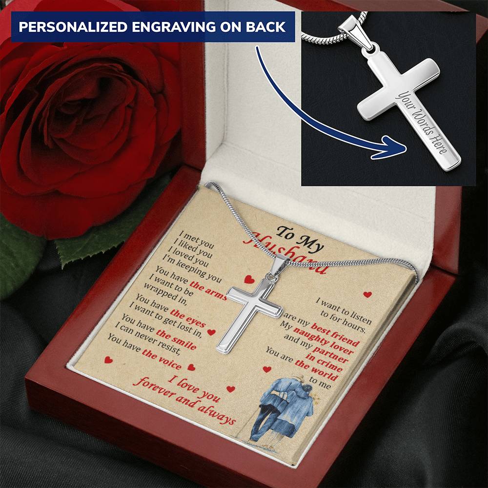 For Husband - My Partner In Crime - Cross Customize Engraved Cross Necklace