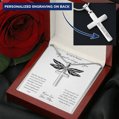 As I Sit In Heaven My Spirit Is Always With You - Mom Customize Engraved Cross Necklace
