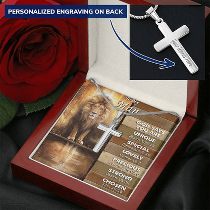 For Your Man - God Says - Cross Customize Engraved Cross Necklace