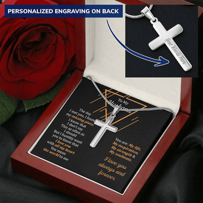 For Husband - All My Heart - Cross Customize Engraved Cross Necklace