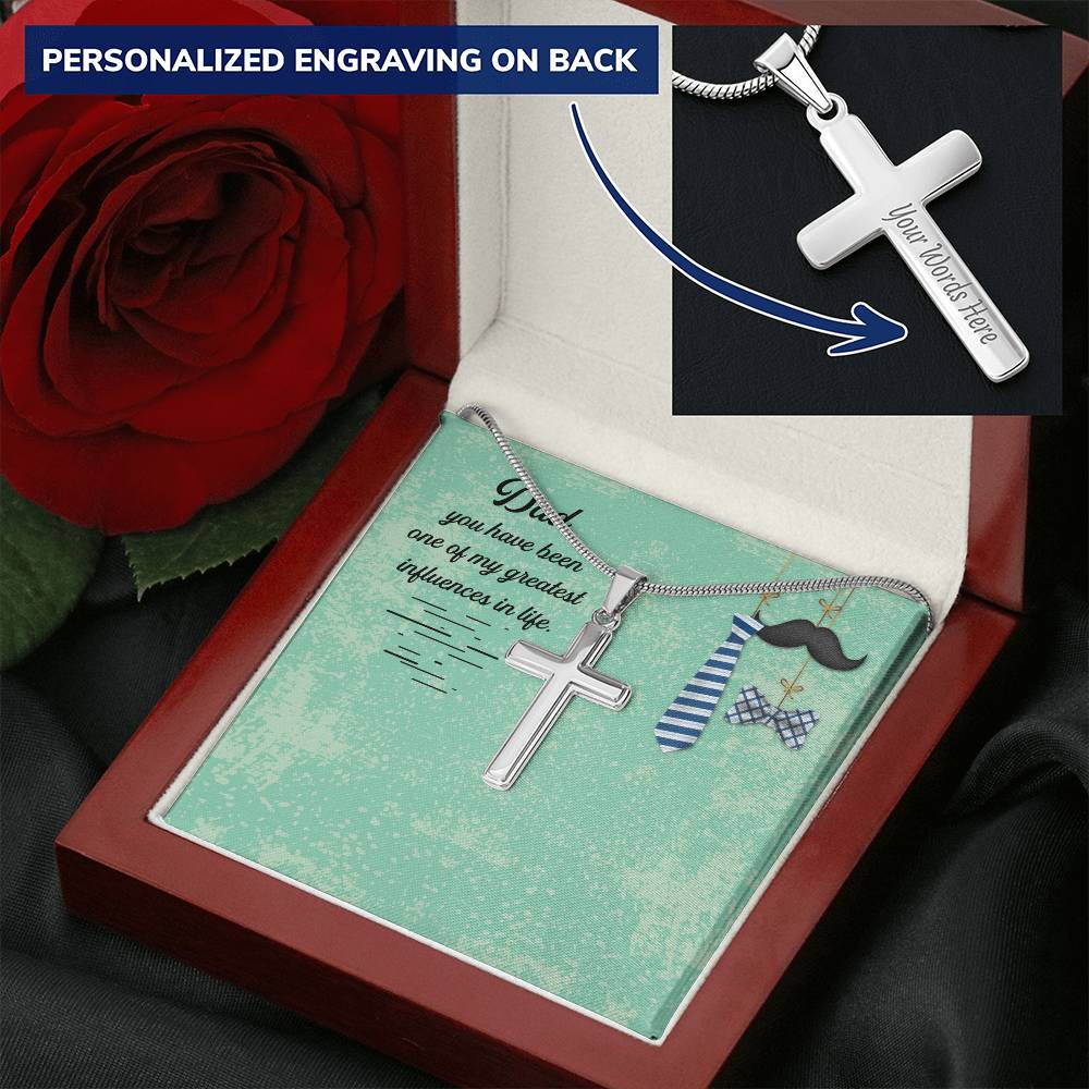 Gift For Dad  Customize Cross Necklace  Father Daughter  To My Dad  Custom Gift Customize Engraved Cross Necklace