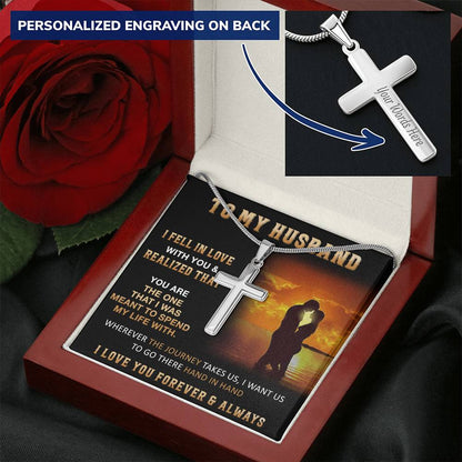 Gift For Husband - In Love - Cross Customize Engraved Cross Necklace