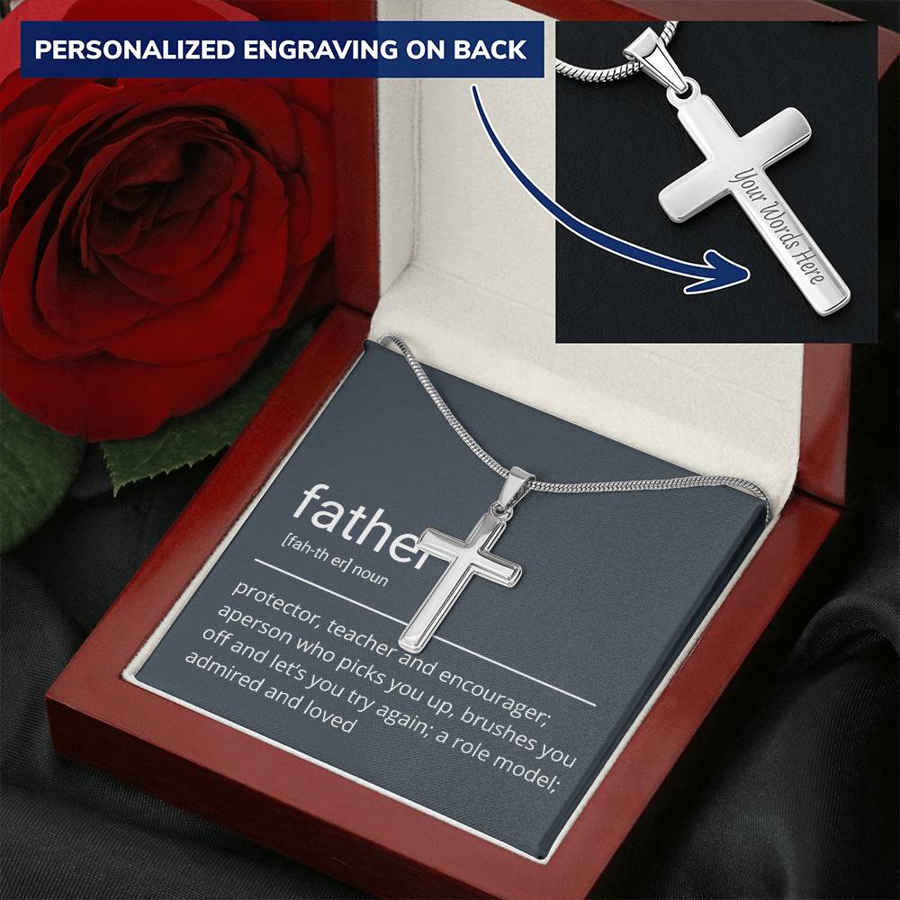Cross Necklace For Dad Gift For Dad Customize Engraved Cross Necklace