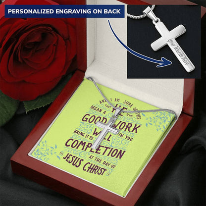 Christian Jewelry Cross Necklace Personalize Cross Silver Necklace Scripture Verse Inspirational Customize Engraved Cross Necklace