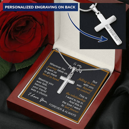 For Your Man - Last Forever - Cross Customize Engraved Cross Necklace