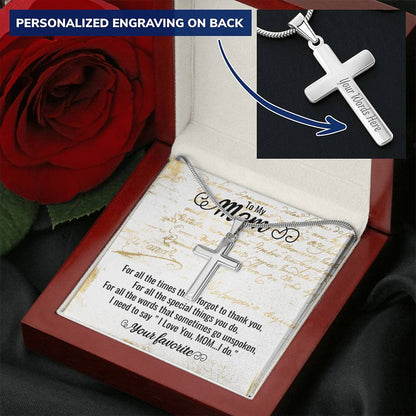 Cross Necklace For Mother's Day Customize Engraved Cross Necklace