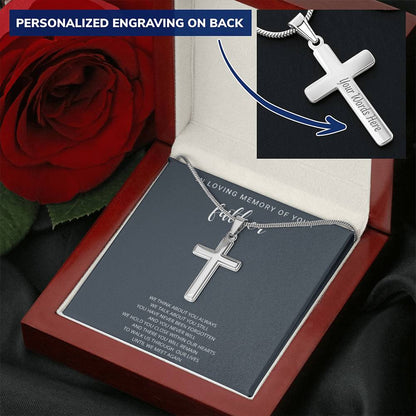 Cross Necklace Gift For Son In Loving Memory Father Customize Engraved Cross Necklace