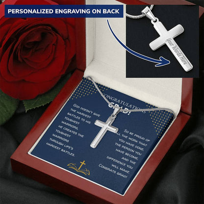 Class Of 2021 - Customize Cross Necklace Customize Engraved Cross Necklace
