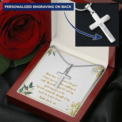 Artisan Craft Cross Necklace With Bible Scripture Jewelry Necklace Christian Message Customize Engraved Cross Necklace